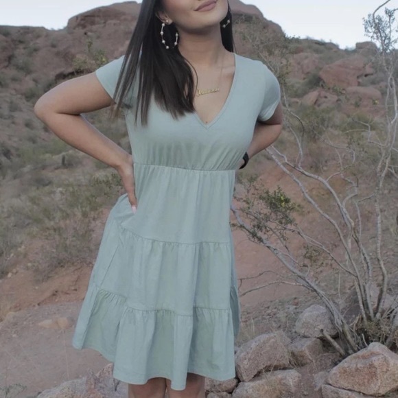 Green Tired Baby Doll Dress Wild Fable - Picture 2 of 10